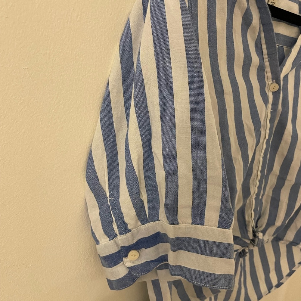 J.Crew Blue & White Striped Tie-Front Button-Up Shirt | Size S - Picture 5 of 6